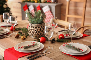 Beautiful table setting for Christmas dinner