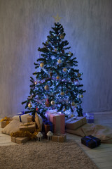 Christmas tree blue lights new year holiday gifts Garland white home decor