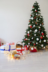 Christmas tree blue lights new year holiday gifts Garland white home decor