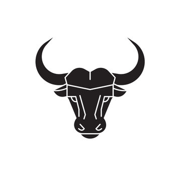 Buffalo head black vector concept icon. Buffalo head flat illustration,  sign, symbol Векторный объект Stock | Adobe Stock