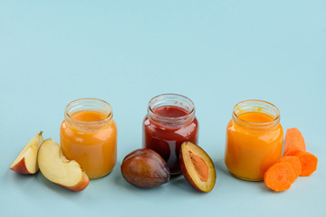 Three flavors of baby food