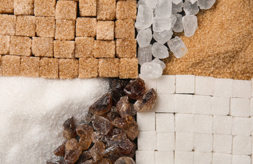 Different kinds of sugar, top view