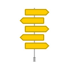 Set of yellow signpost.