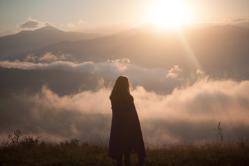 Silhouette on the sunrise