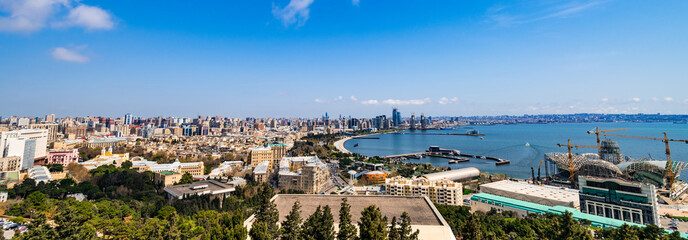 Fototapeta na wymiar Wide panorama of Baku city