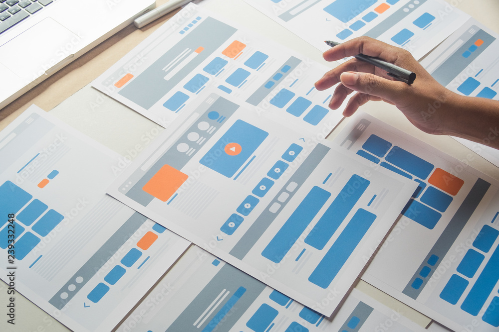 Poster website designer creative planning application developer development draft sketch drawing template l