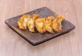Japanese gyoza or dumplings snack on plate