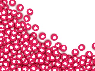 Vector social network background with like heart icons pattern for live stream video chat. Web buttons for internet marketing campaign template, posters