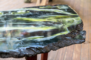 Top view table enamel epoxy resin wood abstract background