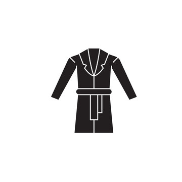 Dressing gown black vector concept icon. Dressing gown flat illustration, sign, symbol