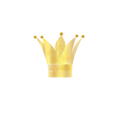 Gold crown in water color, vector illustration.