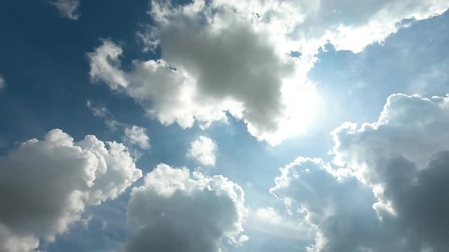Time lapse,sky beautiful cloud scape white fluffy clouds over blue sky.