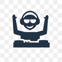 DJ vector icon isolated on transparent background, DJ  transparency concept can be used web and mobile