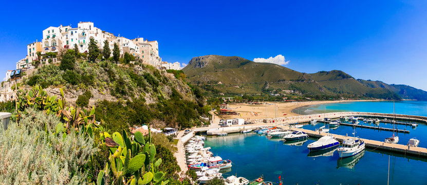 Italy, Lazio. beautiful  Sperlonga town with great  beaches. summer vacations and travel destinations