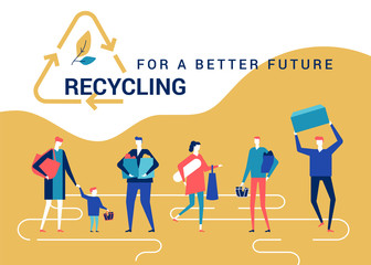 Recycling for a better future - flat design style colorful web banner