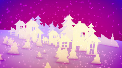 Fototapeta na wymiar Christmas paper images in pink background