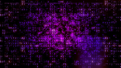 Violet Matrix Letters with Plazma Hub - obrazy, fototapety, plakaty