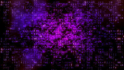 Sparkling Falling Violet Matrix Letters - obrazy, fototapety, plakaty
