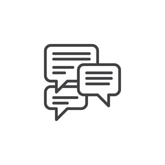 Forum chat comment outline icon. linear style sign for mobile concept and web design. Speech bubbles messages simple line vector icon. Symbol, logo illustration. Pixel perfect vector graphics