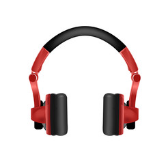 Trendy youth wireless red headphones. illustration on white