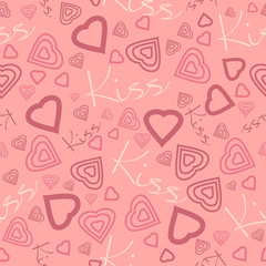 Background with hearts. Vector seamless pattern. Romantic tiled pattern for wrapping paper and wallpaper design.
