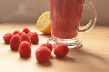 glass of fresh raspberry juice