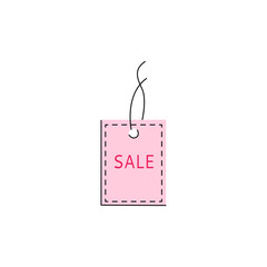 Vector pink sale price tag icon. Symbol of discounts, clearance and lower price. Business badge, paper coupon for retail offers and store promotion illustration.