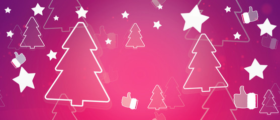 winter christmas silhouette fir and thumbs up 3d-illustration