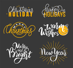Fototapeta premium Happy Holidays, Best Wishes Merry Bright Christmas