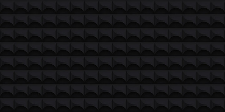 Volume realistic vector cylinder texture, dark geometric seamless tiles pattern, design black background for you projects