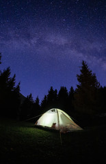 Tent against the starry sky