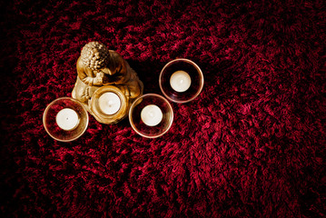 Buddha meditation status and candles