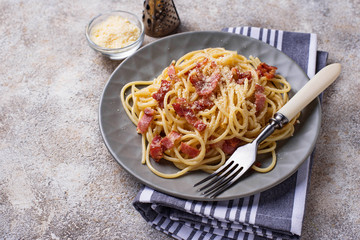 Pasta Carbonara with bacon and parmesan