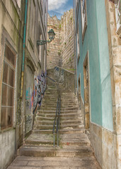 Stone Stairway With Railing, Porto, Portugal