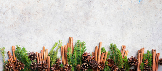 Sticks cinnamon fir tree branches pine cones