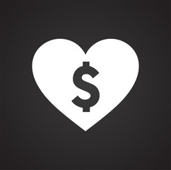 Heart with dollar icon on black background for graphic and web design, Modern simple vector sign. Internet concept. Trendy symbol for website design web button or mobile app