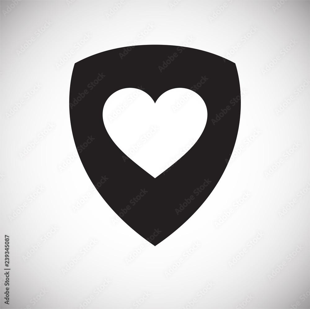 Poster heart on shield icon on white background for graphic and web design, modern simple vector sign. inte
