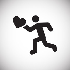 Running man with heart icon on white background for graphic and web design, Modern simple vector sign. Internet concept. Trendy symbol for website design web button or mobile app