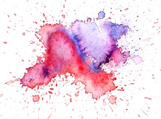 Colorful abstract watercolor texture with splashes and spatters. Modern creative watercolor background for trendy design.