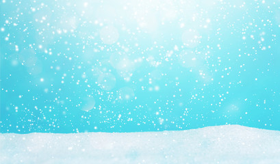 Winter snowfall landscape background with snow hill