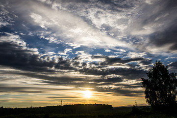 sunset over field