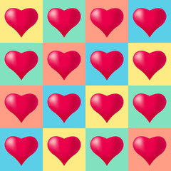 Seamless pattern background with hearts, colorful illustration. Valentines Day holidays typography. Vector EPS10.