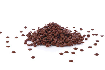 Chocolate Chips pile or small candies on White Background
