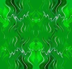Abstract green background from fantastic shapes in painting. Repeating sample at structure of image.