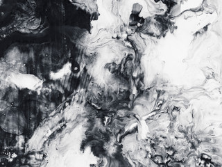Abstract hand painted black and white background, texture painting.