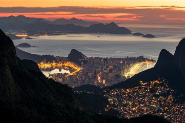 Poster View of Favela Rocinha at Night With Ipanema District Behind, in Rio de Janeiro, Brazil © Donatas Dabravolskas