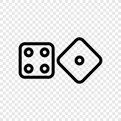 Dices icon vector transparent grid