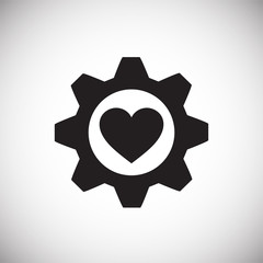 Heart gear icon on white background for graphic and web design, Modern simple vector sign. Internet concept. Trendy symbol for website design web button or mobile app