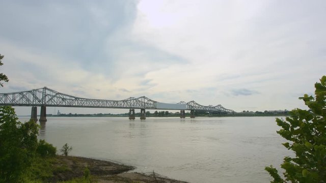 Bridge over Mississippi river in Natchez still shot