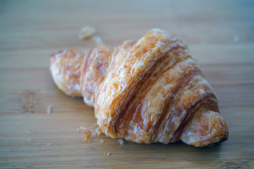 Freshly baked French croissants at a bakery